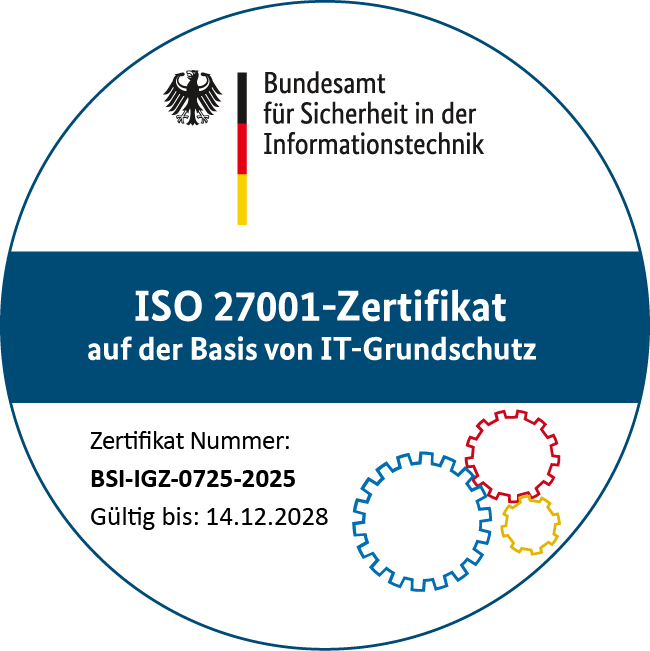 Logo des ISO 27001-Zertifikats
