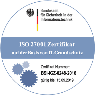 Logo ISO 27001 Zertifikat von ELSTER