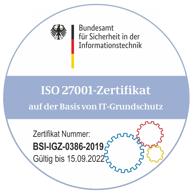 Logo des ISO 27001-Zertifikats